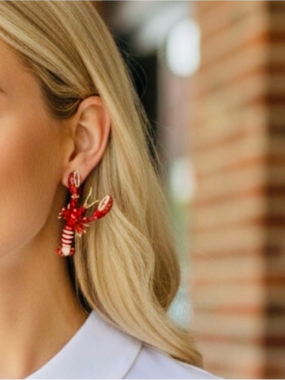 House of Harlow 1960 Red Lobster Drop Earrings - Hand Painted